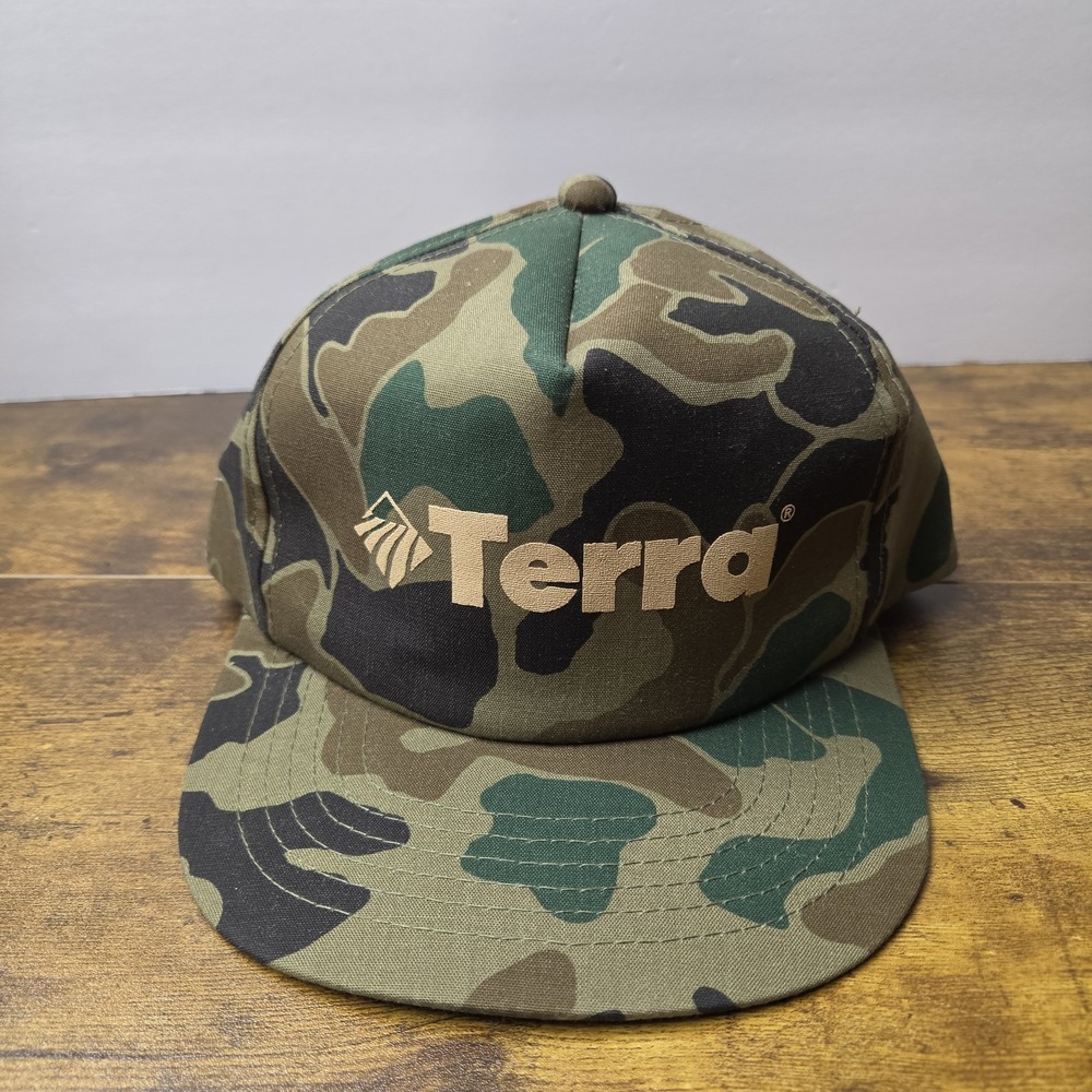 Vintage Terra Nitrogen Camo Snapback Hat Cap Woodland Camouflage